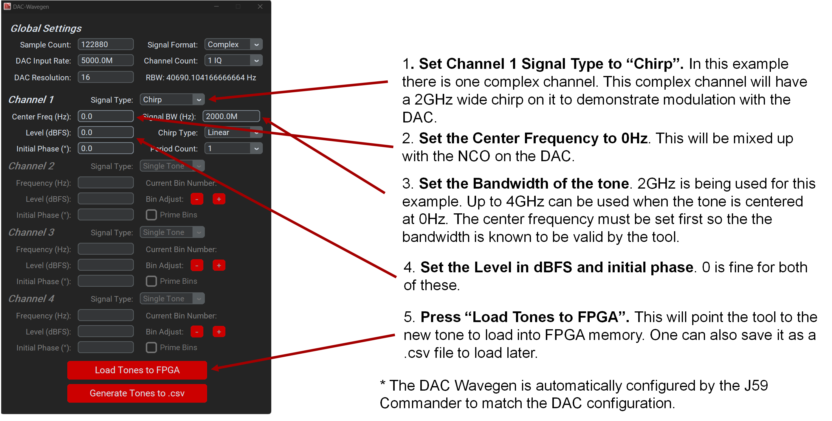 DAC39RF20EVM DAC Wavegen GUI 設(shè)置詳細(xì)信息