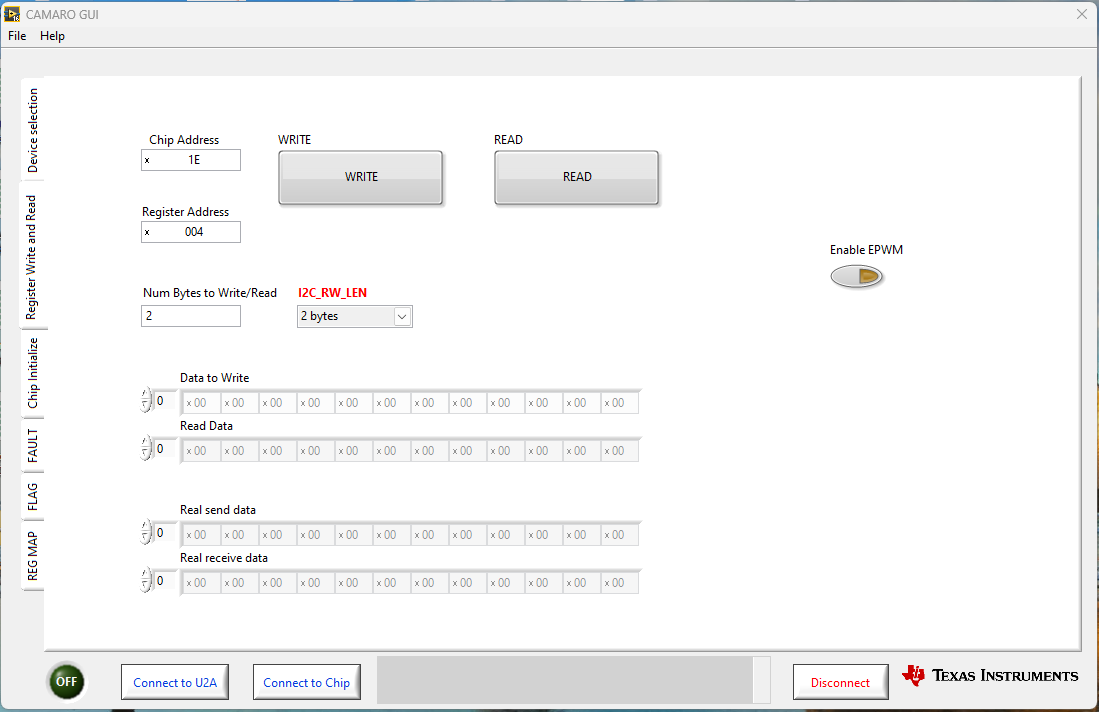 LP8870Q1EVM LP8870Q1EVM GUI “Register”頁面