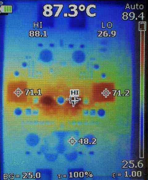 LM5125AEVM-BST Vin = 14.4V，Vout = 45V，POUT = 240W，自然對流