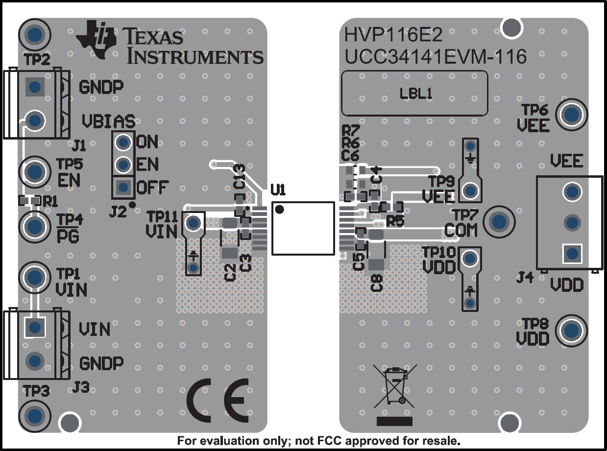 UCC35341-Q1, UCC34141EVM-116 PCB 頂層，組裝