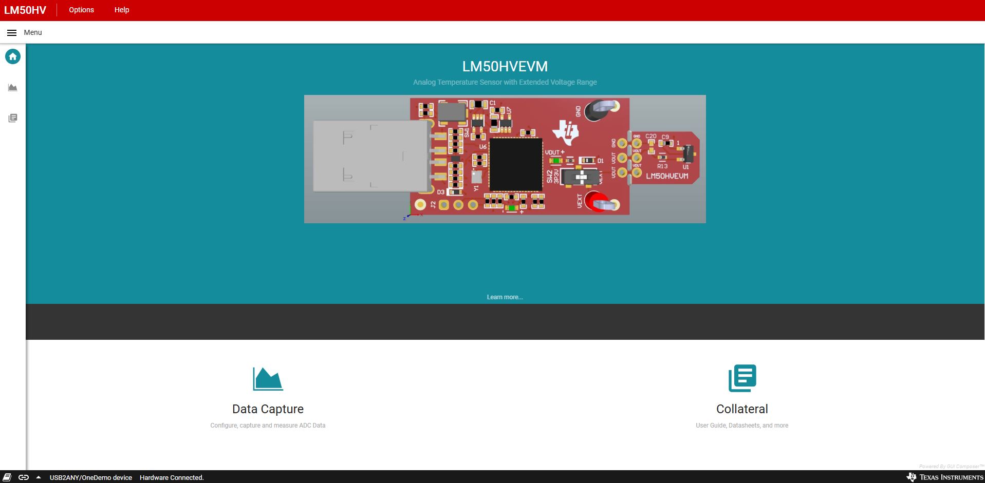 LM50HVEVM 主頁選項卡