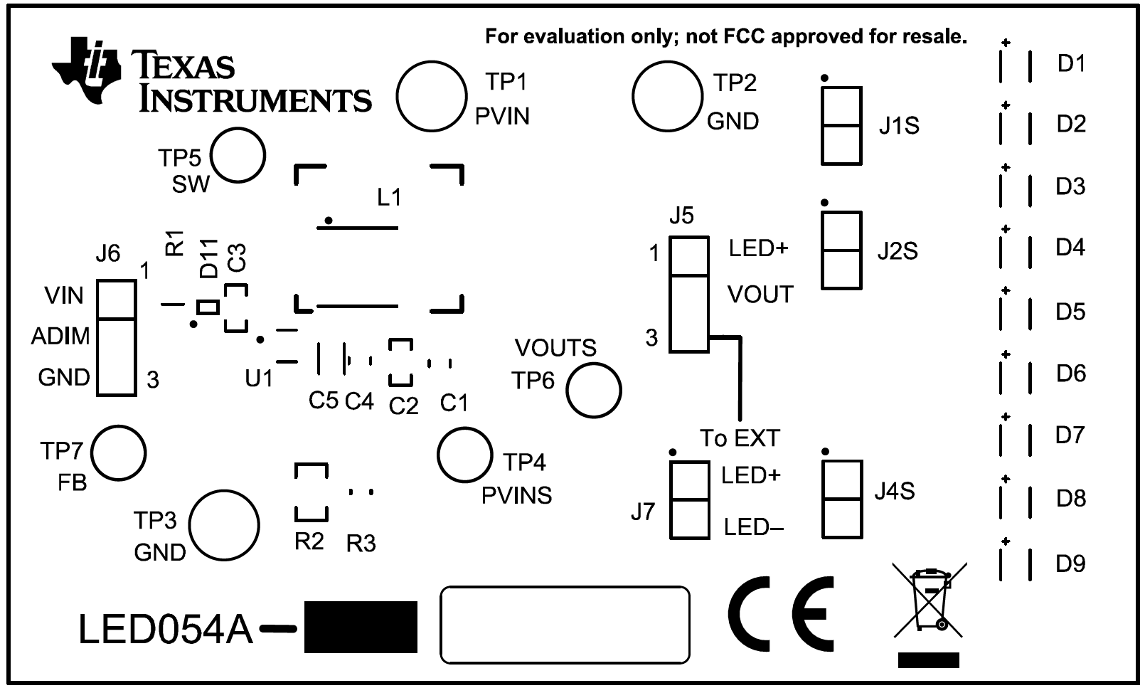 TPS923610EVM TPS923610EVM 頂層裝配圖