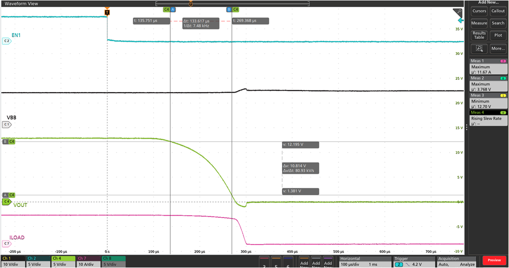 TPS1HC08-Q1 下降壓擺率（D、B 版本）