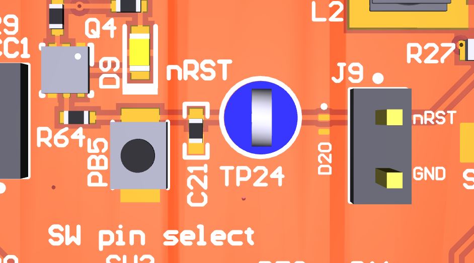 TCAN24XXEVM nRST 按鈕和連接器
