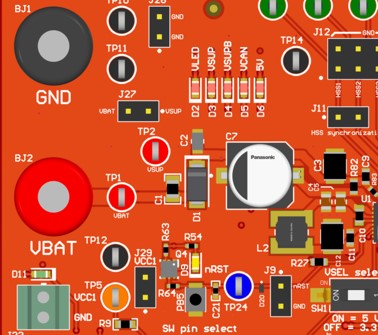 TCAN24XXEVM VBAT 和 GND 連接
